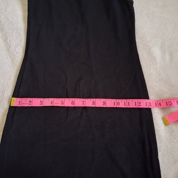 Aritzia TNA Women's Size Small Black Ribbed Mini Tank Bodycon Cotton Blend Dress - Picture 11 of 12